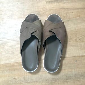 Vionic Lou Women's Size 7 Shoes Gray Leather Platform Comfort Slide Sandals